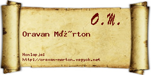 Oravan Márton névjegykártya